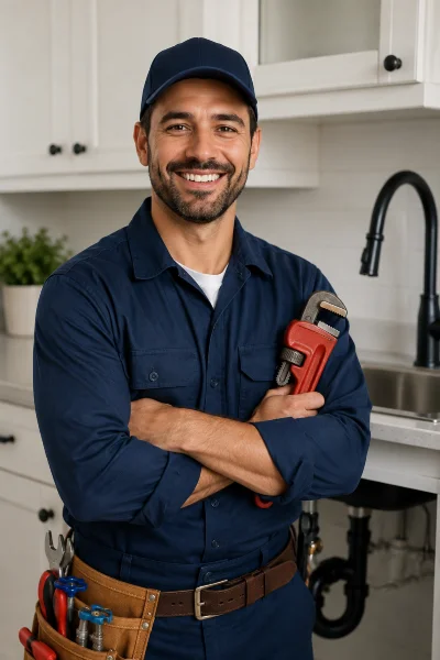 a male plumber smiling at the camera from quality plumbing leander in Leander, TX Plumber near me a male plumber smiling at the camera from quality plumbing leander in Leander, TX Plumber near me