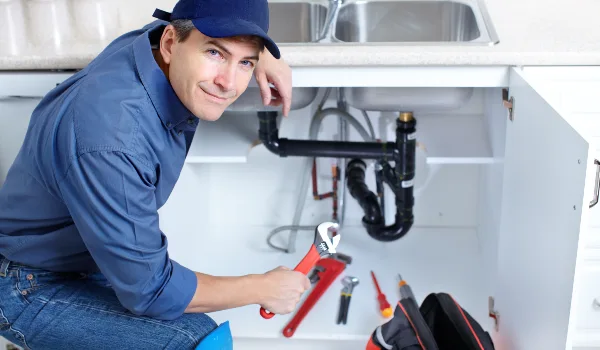 a plumbing technician with a tool belt from quality plumbing leander in Leander, TX - Residential plumbing services