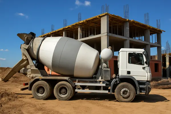 a white cement truck