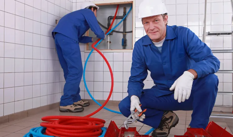 male plumber fixing a bathroom faucet from quality plumbing leander in Austin, TX - Austin TX