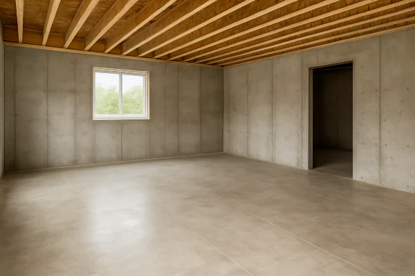 a new concrete floor in a room